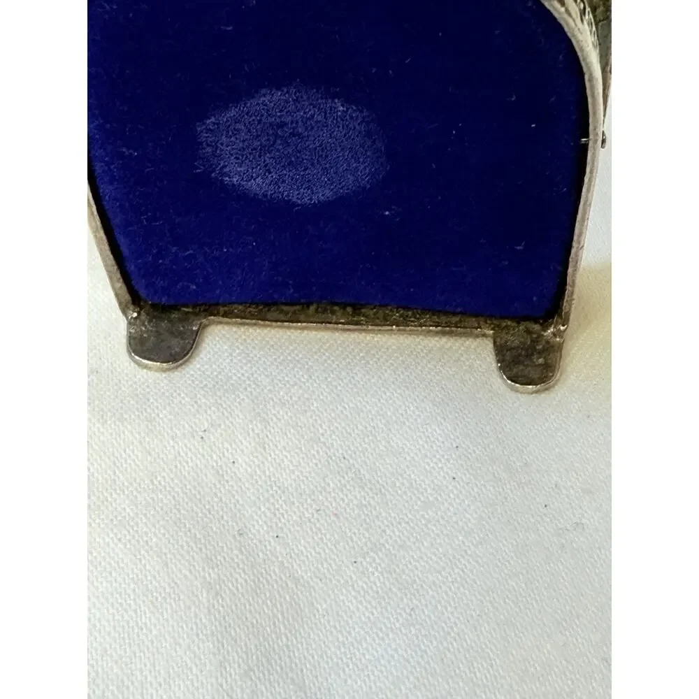 Silver Scenes Silverplated Mini Clock with Bird and Blue Bells